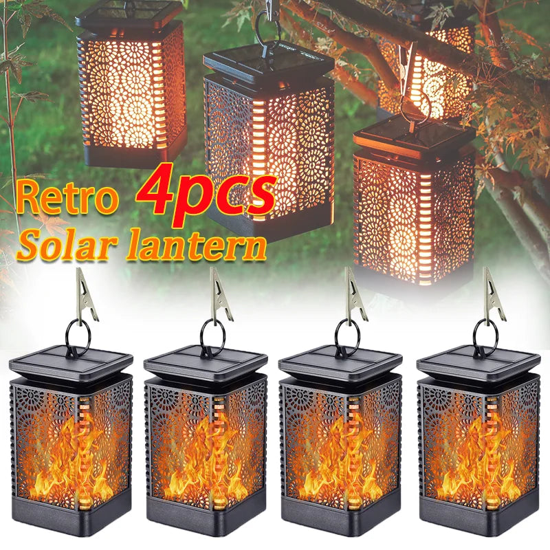 lanterne solaire extérieure à led lumière vacillante décorative