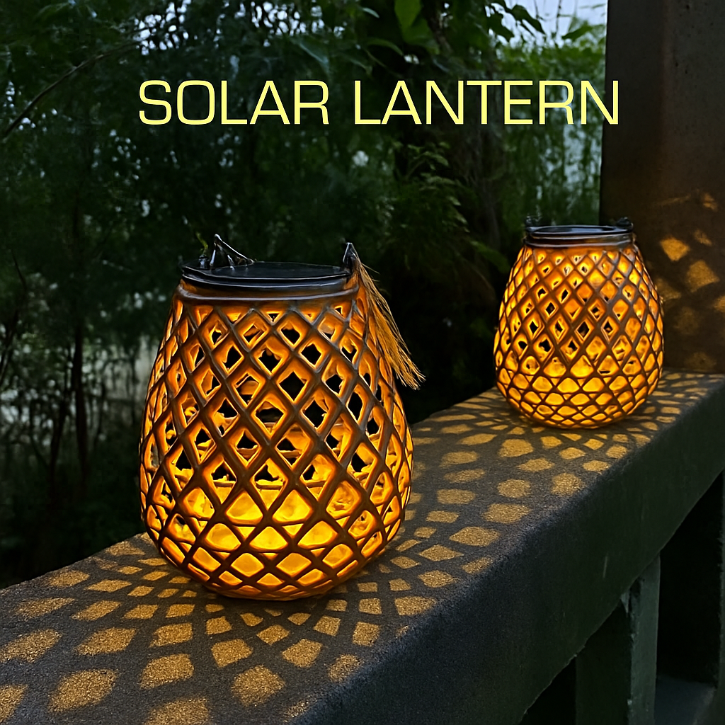 lanterne solaire extérieure suspendue en imitation bambou pour jardin terrasse