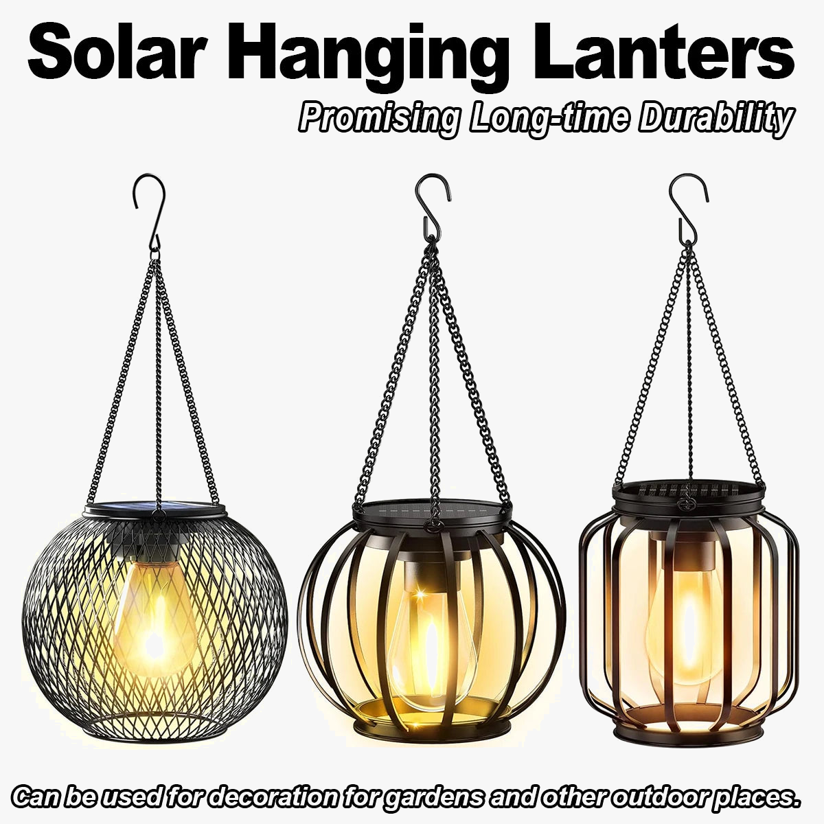 lanterne solaire à led avec capteur lumière pour jardin extérieur