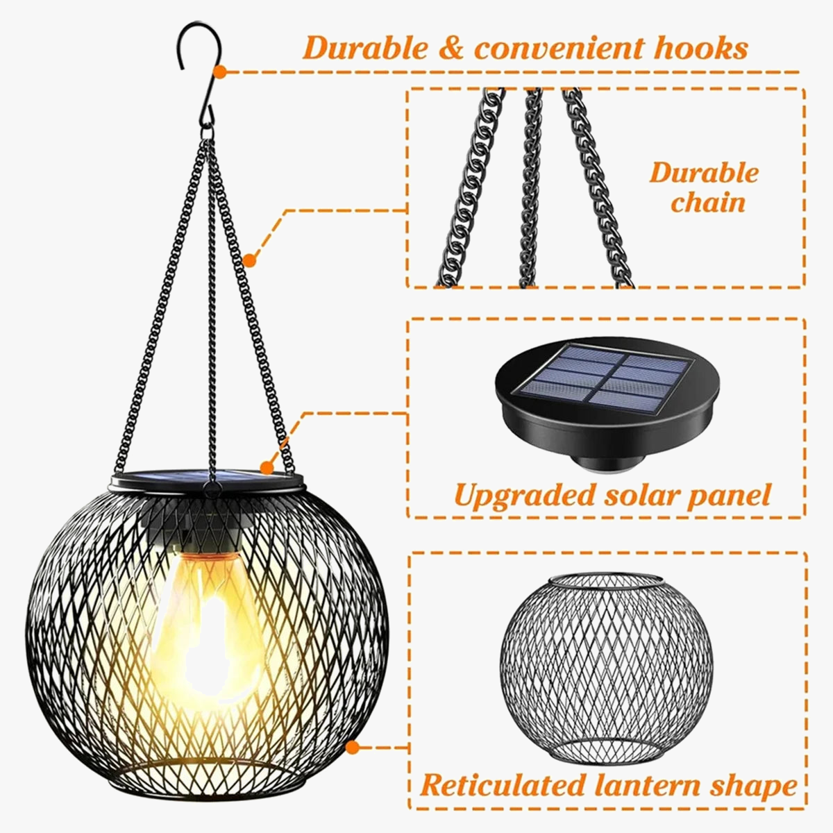 lanterne solaire à led avec capteur lumière pour jardin extérieur