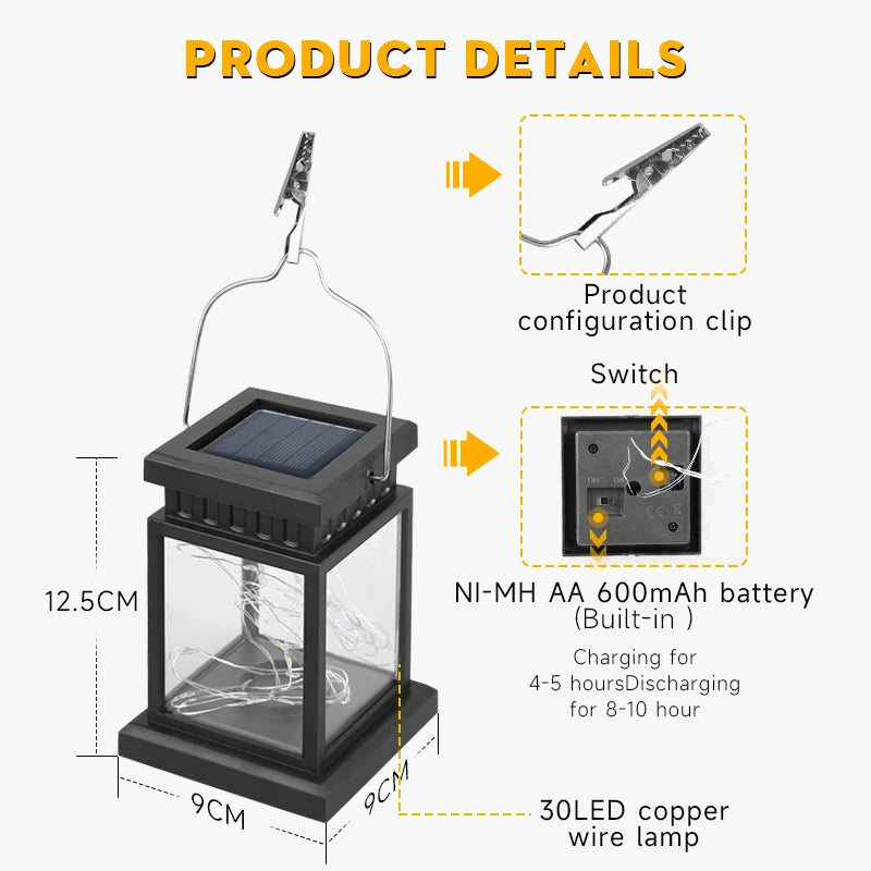 lanterne solaire led décorative pour jardin et festivals