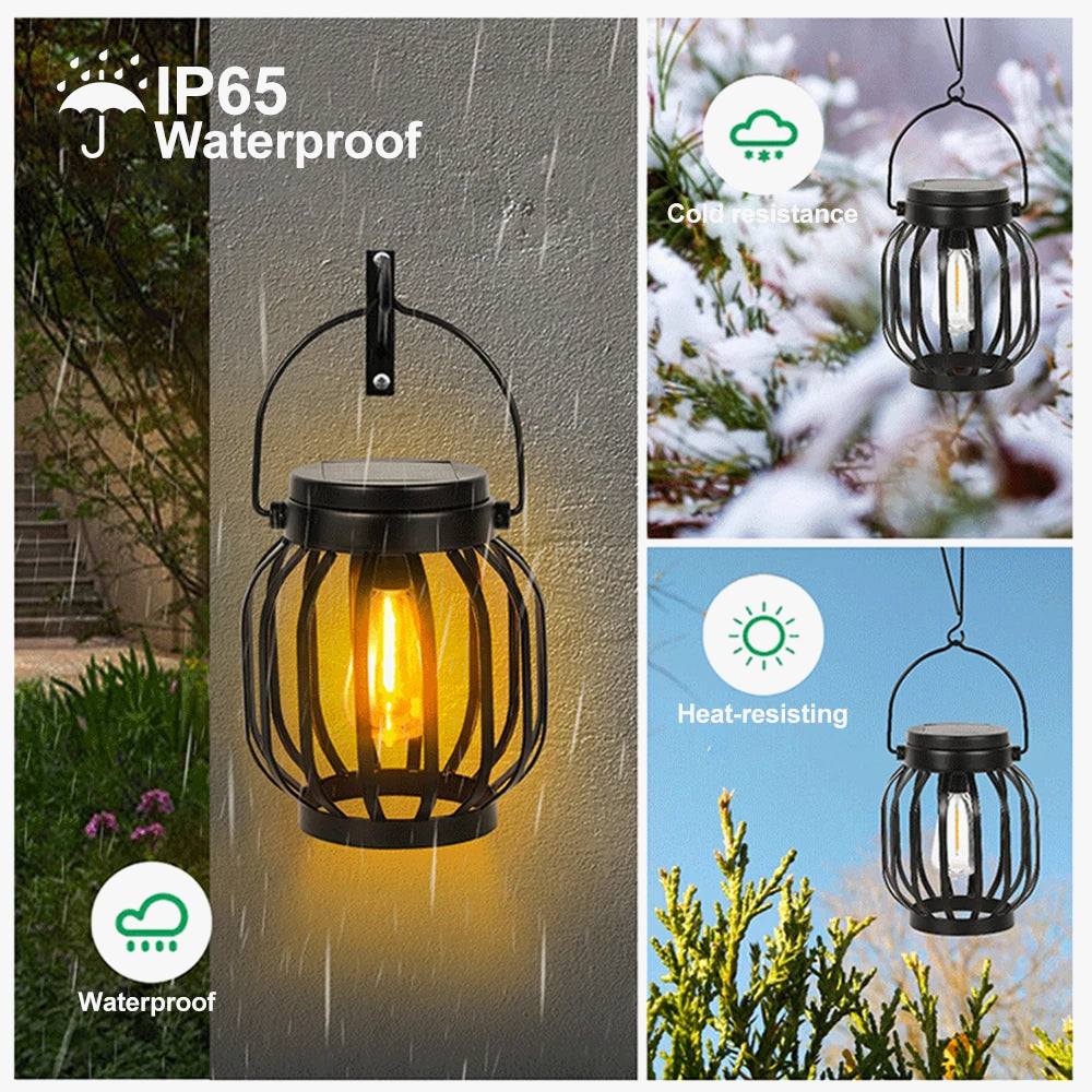 lanterne solaire métal suspendue vintage étanche pour jardin patio