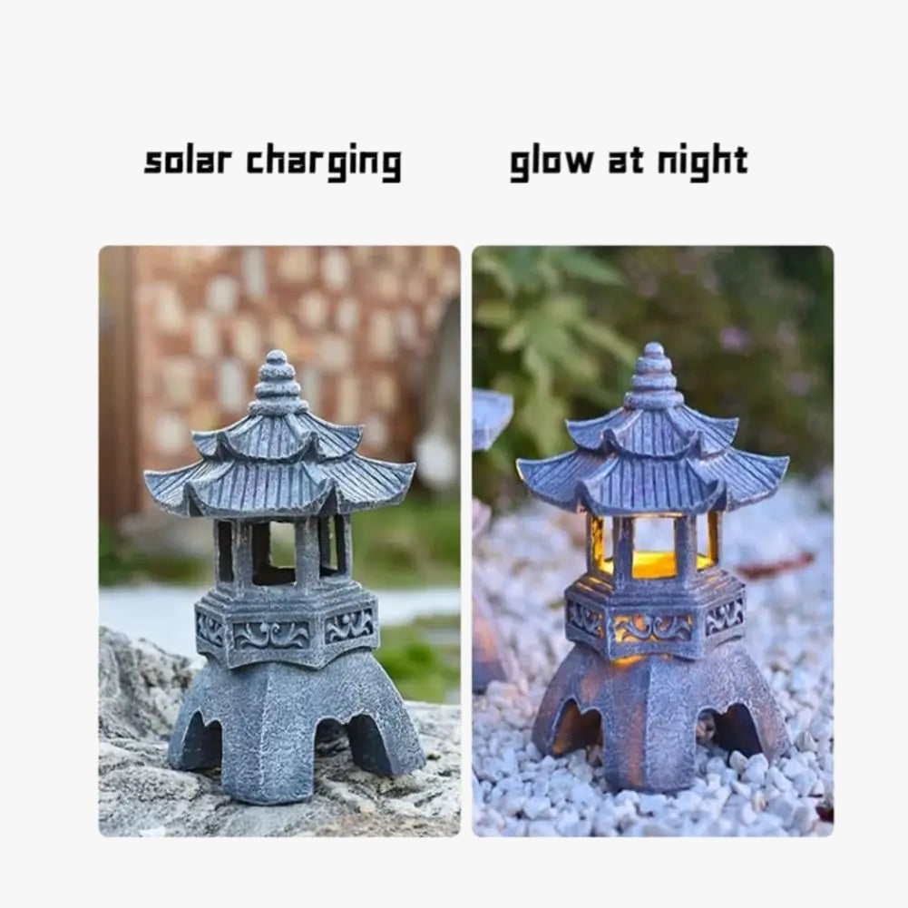 lanterne solaire pagoda étanche pour jardin et terrasse zen