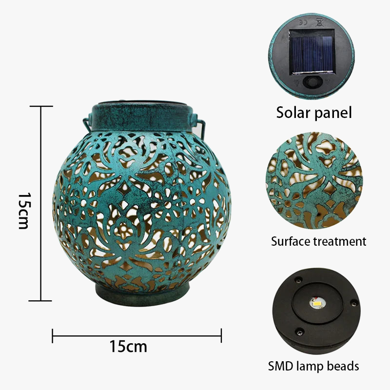 lanterne solaire rétro en fer pour jardin extérieur