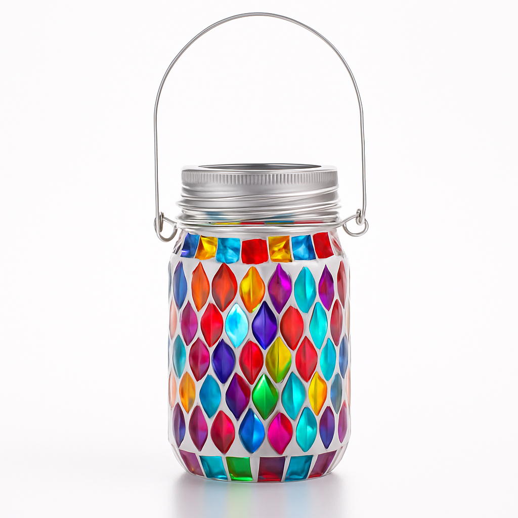 lanterne solaire suspendue en verre pour jardin et terrasse