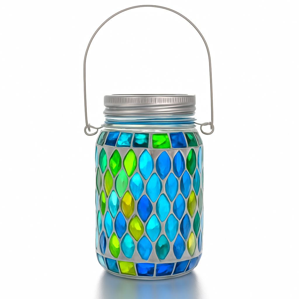 lanterne solaire suspendue en verre pour jardin et terrasse