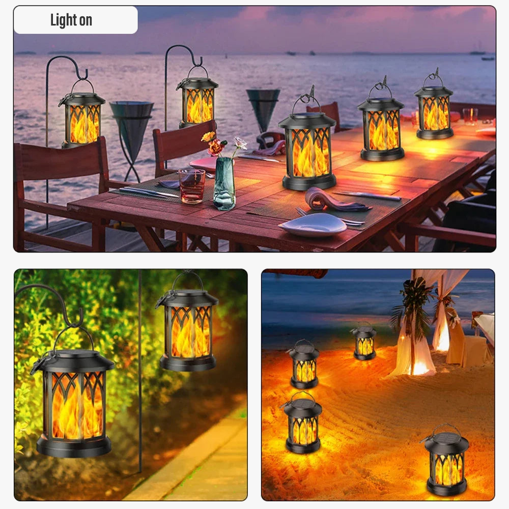 lanterne solaire suspendue imperméable à flammes vacillantes pour jardin