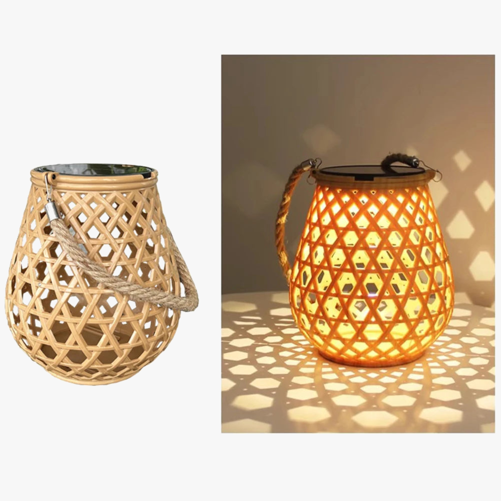 lanterne solaire étanche haute luminosité décoration jardin tissée bambou
