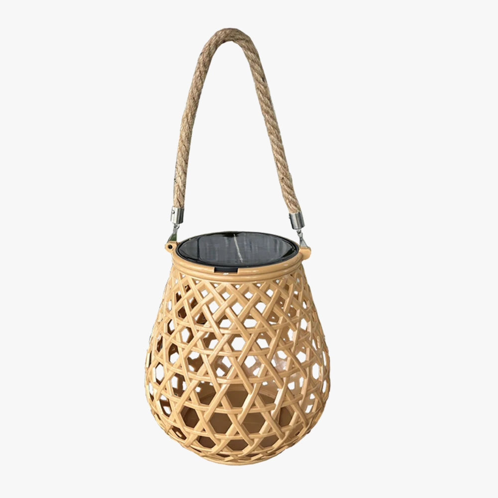 lanterne solaire étanche haute luminosité décoration jardin tissée bambou