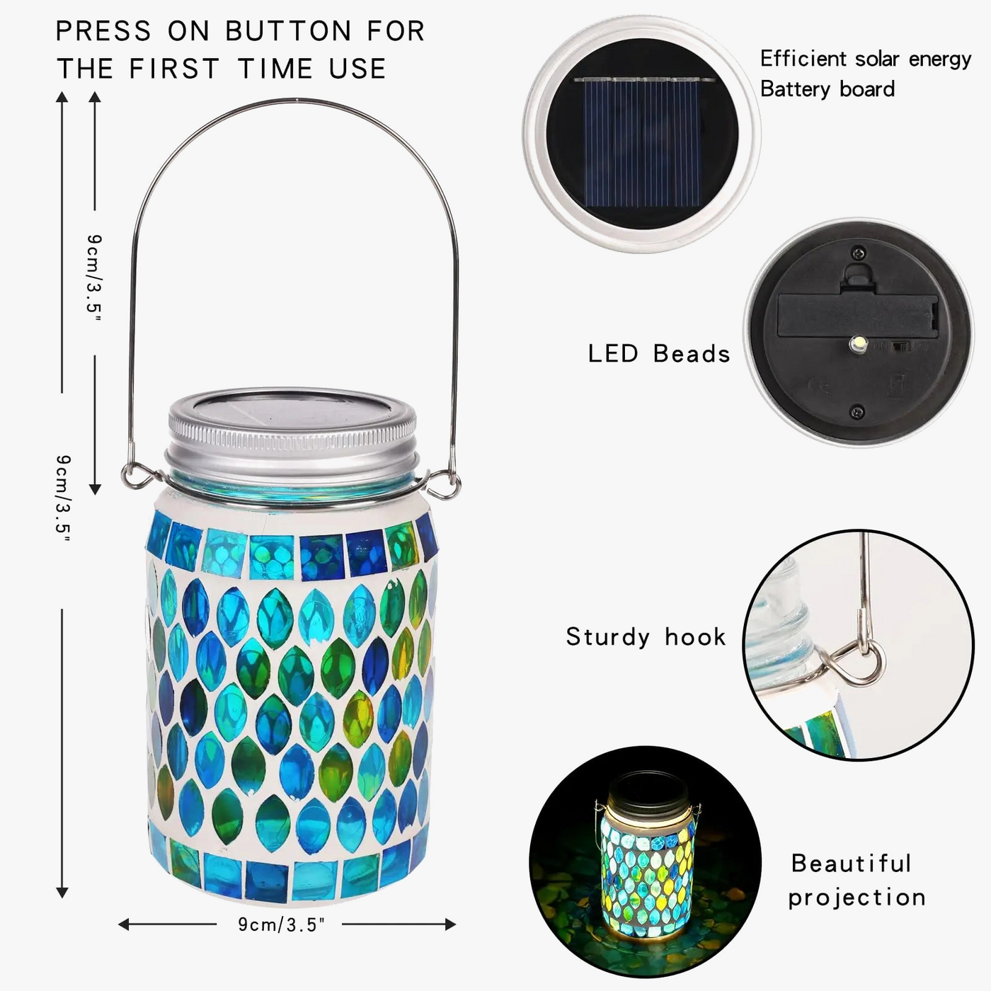 lanternes solaires en mosaïque pour jardin et terrasse