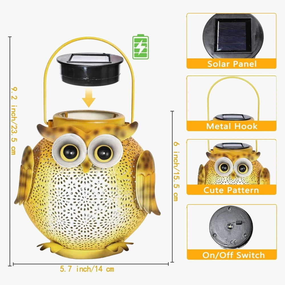 lanternes solaires hibou décoratives pour jardin extérieur