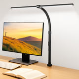 LAOPAO Lampe de bureau LED à double tête Lampes de bureau d'architecte EU/US Bureau 24W 5 modes de couleur les plus lumineux et 5 lampes de protection des yeux à intensité variable