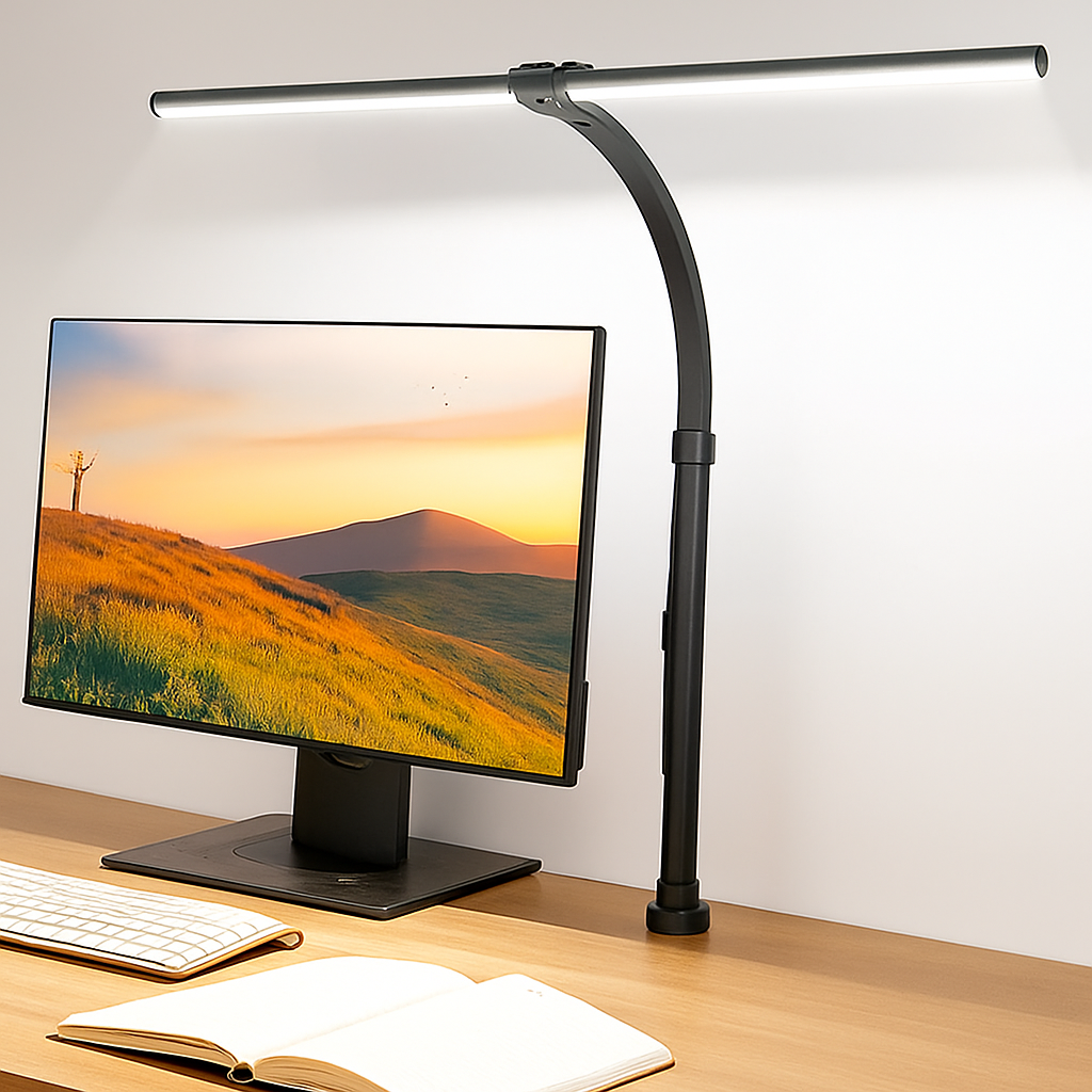 LAOPAO Lampe de bureau LED à double tête Lampes de bureau d'architecte EU/US Bureau 24W 5 modes de couleur les plus lumineux et 5 lampes de protection des yeux à intensité variable