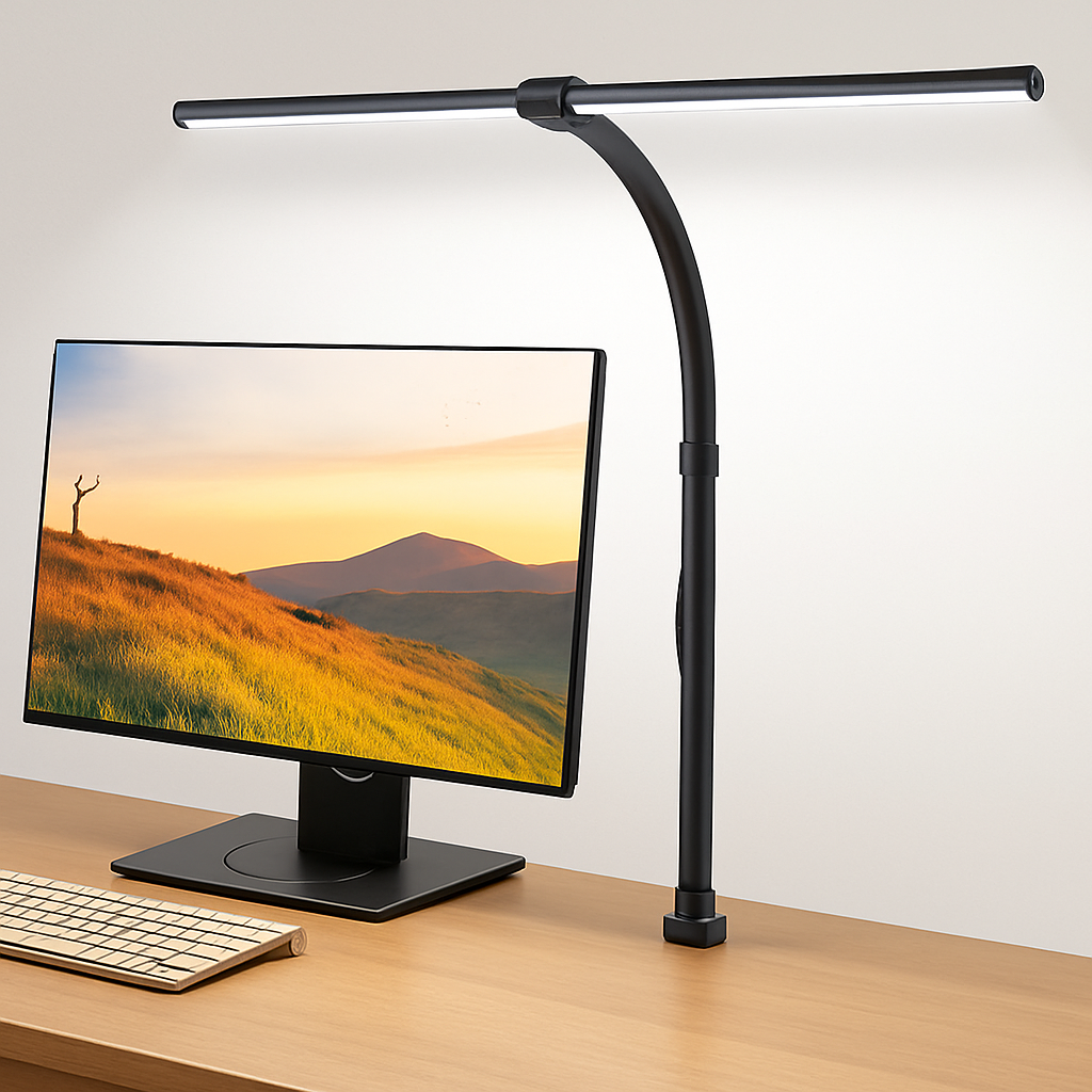 LAOPAO Lampe de bureau LED à double tête Lampes de bureau d'architecte EU/US Bureau 24W 5 modes de couleur les plus lumineux et 5 lampes de protection des yeux à intensité variable