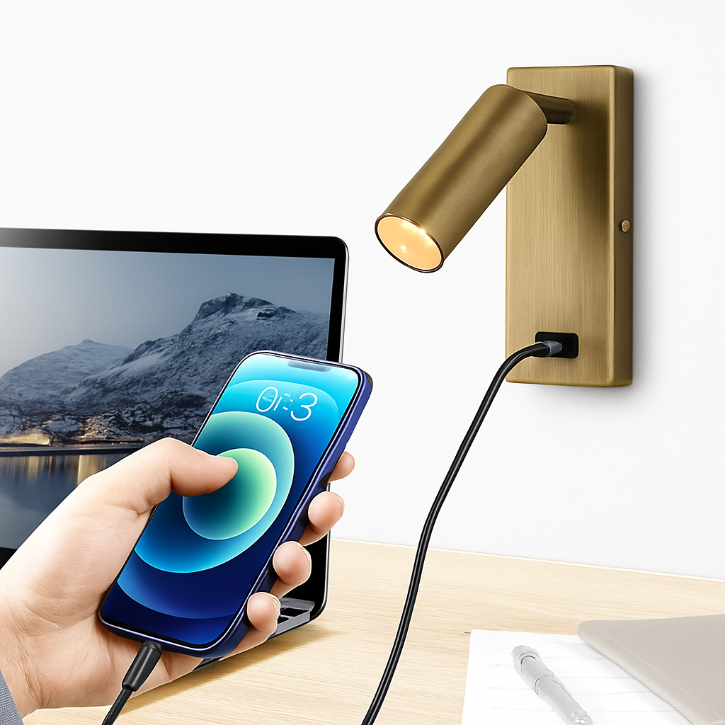 Led 3W applique avec interrupteur noir et blanc Bronze créatif avec USB applique avec pour chambre chevet
