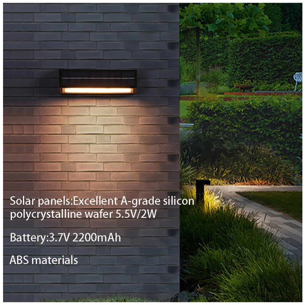 LED Applique murale solaire batterie au Lithium 3.7V 2200mAh IP65 étanche extérieure moderne minimalisme Style lampe porche jardin lumières