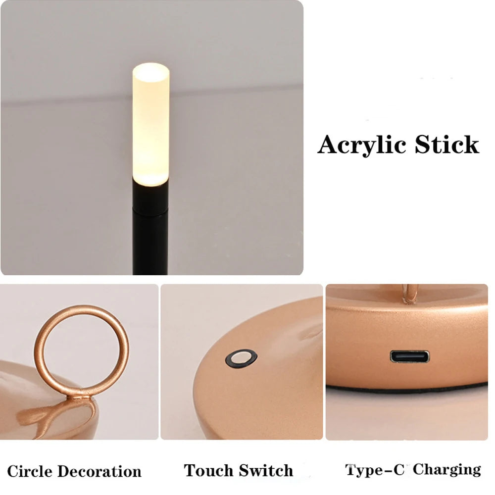 LED bougie lampe de Table de camping-car Rechargeable veilleuse tactile pour la décoration de la maison dîner atmosphère créative lampe de bureau