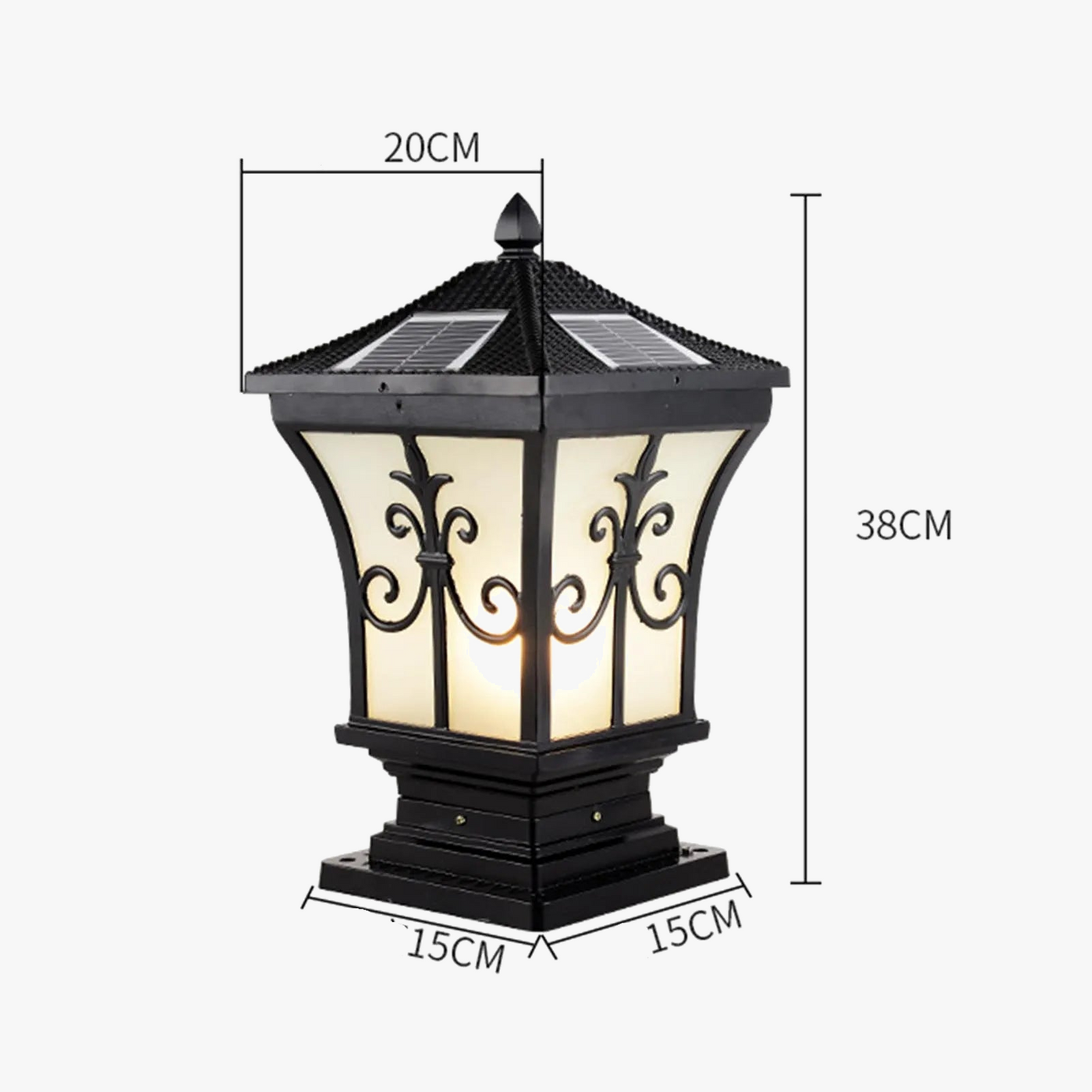 LED Carré Post Pilier Lumière Solaire Porte De Jardin Télécommande Lampe Étanche Vintage Solaire Lumières De Jardin Lumière Solaire Extérieure