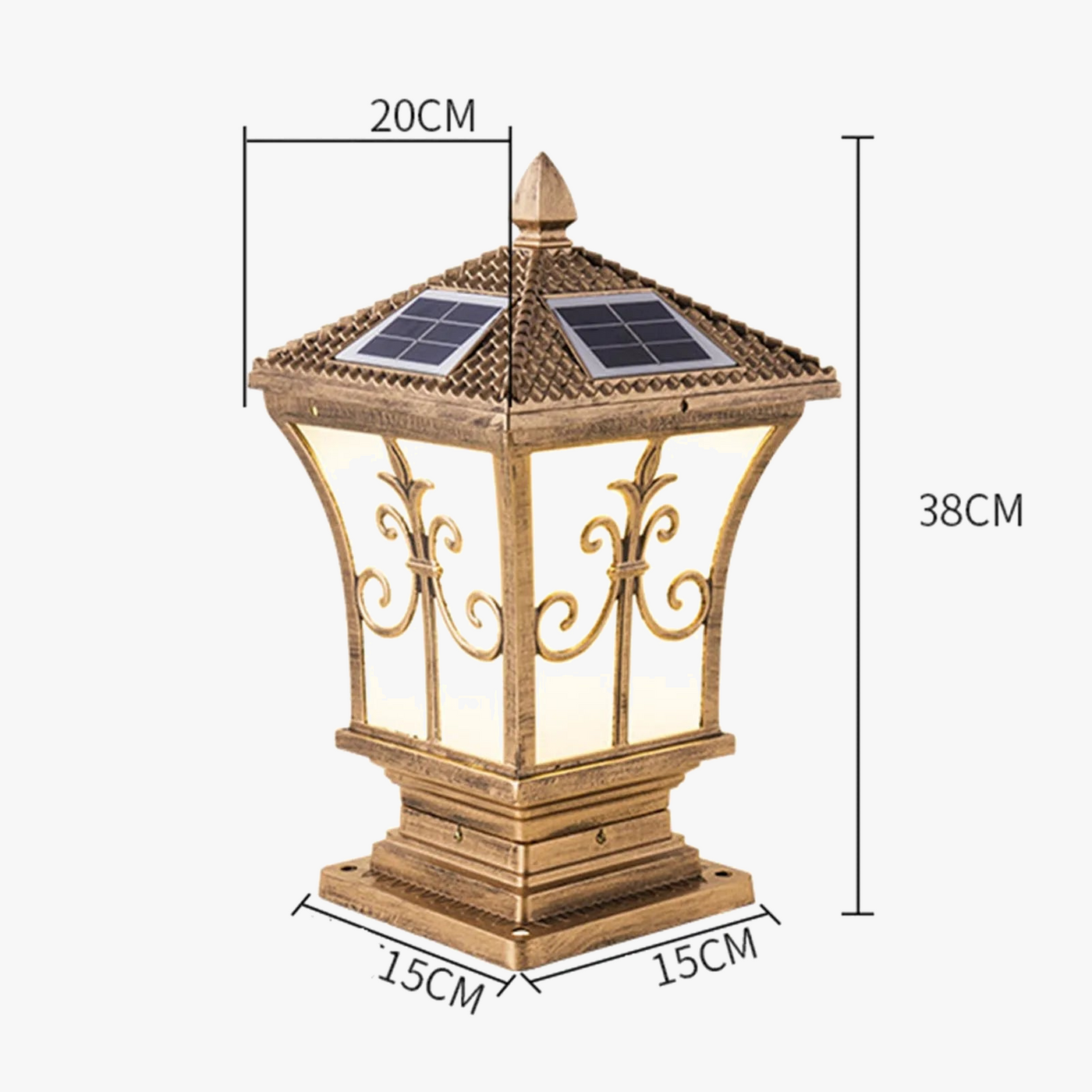 LED Carré Post Pilier Lumière Solaire Porte De Jardin Télécommande Lampe Étanche Vintage Solaire Lumières De Jardin Lumière Solaire Extérieure