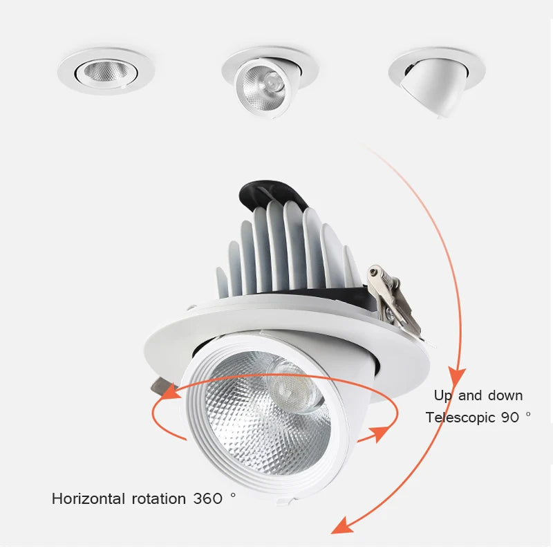 spot LED Downlight Dimmable 360 degrés Angle rotatif plafond encastré 7W 10W 20W AC 110V/220V pour chambre couloir maison