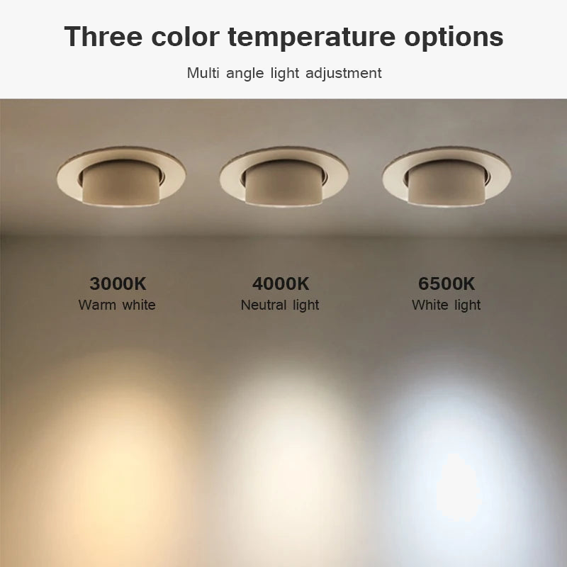 spot LED Downlight Dimmable 360 degrés Angle rotatif plafond encastré 7W 10W 20W AC 110V/220V pour chambre couloir maison