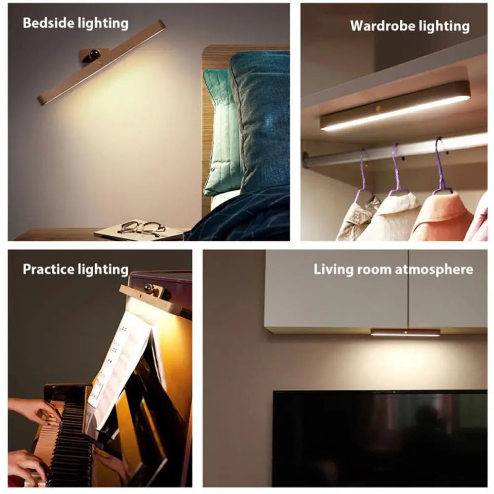LED en bois veilleuse miroir avant lumière de remplissage Portable Rechargeable magnétique applique murale chambre lampe de chevet