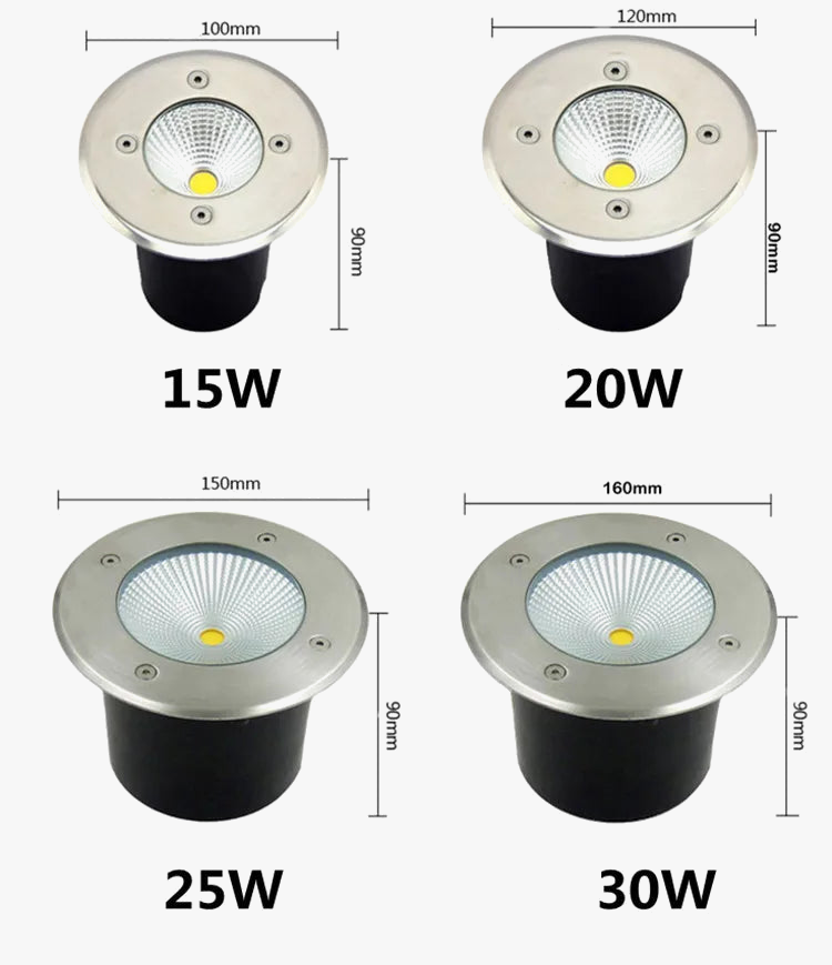LED lumière souterraine 5W 10W 15W 20W 30W extérieur IP67 étanche sol jardin chemin sol enterré cour Spot paysage 220v Dc12v