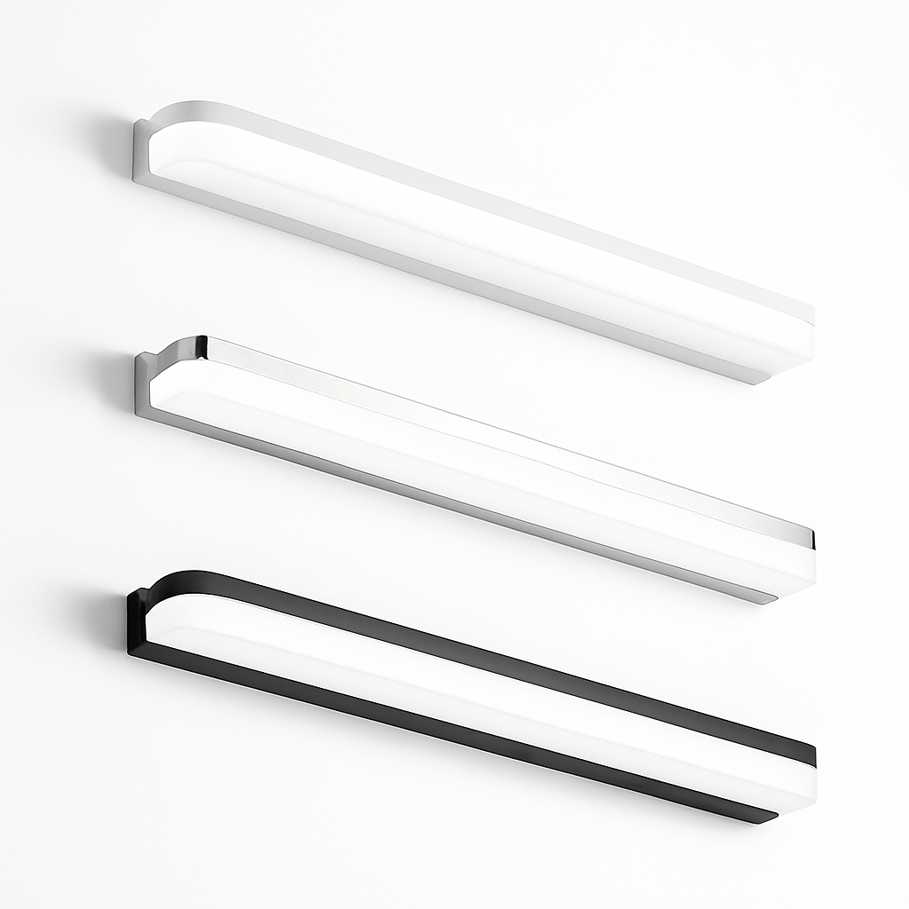 Led miroir lumière moderne salle de bain lampe appliques 42/62/72/120cm acier inoxydable AC85-265V noir blanc appliques LED apliques