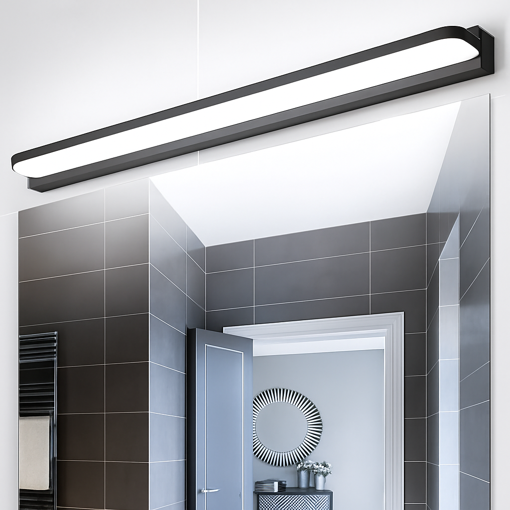 Led miroir lumière moderne salle de bain lampe appliques 42/62/72/120cm acier inoxydable AC85-265V noir blanc appliques LED apliques