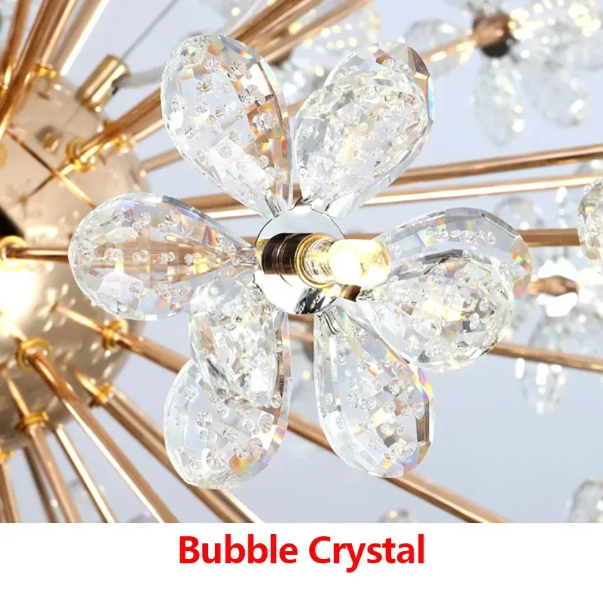 LED moderne luxe lustre en cristal pissenlit boule ronde pour salle à manger salon