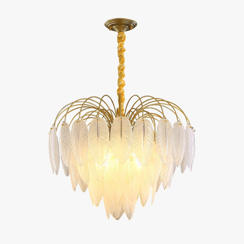 LED moderne verre blanc plume d'oie or argent Lustre éclairage Lustre lampes suspendues Suspension Luminaire Lampen pour Foyer