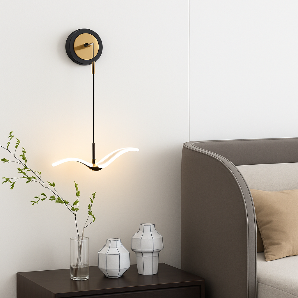 Led mouette suspension lumières chambre chevet fond tenture murale lampes pour plafond créatif décor à la maison Suspension Luminaire
