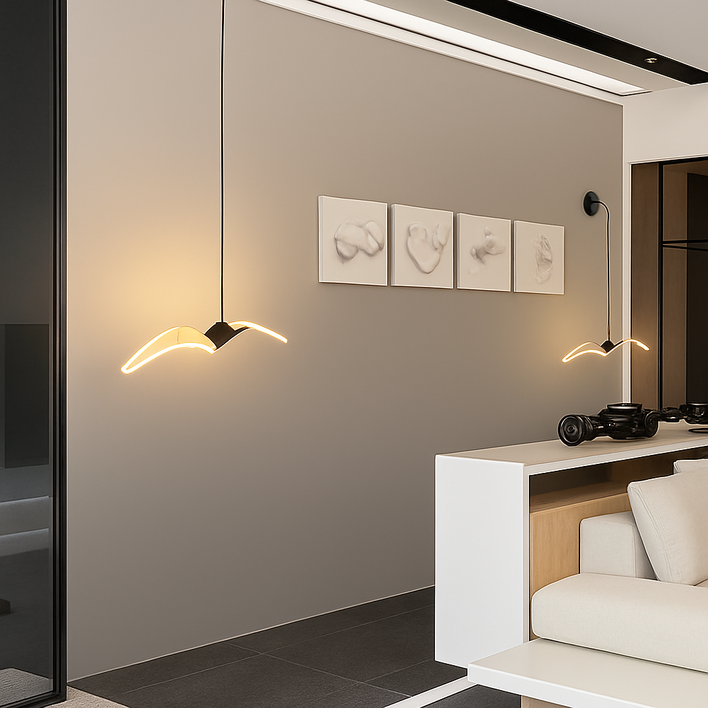 Led mouette suspension lumières chambre chevet fond tenture murale lampes pour plafond créatif décor à la maison Suspension Luminaire
