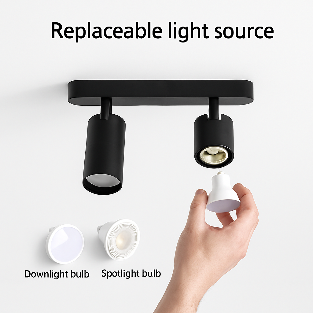led projecteur spots monté surface piste plafonnier cob spot 2 têtes 3 têtes