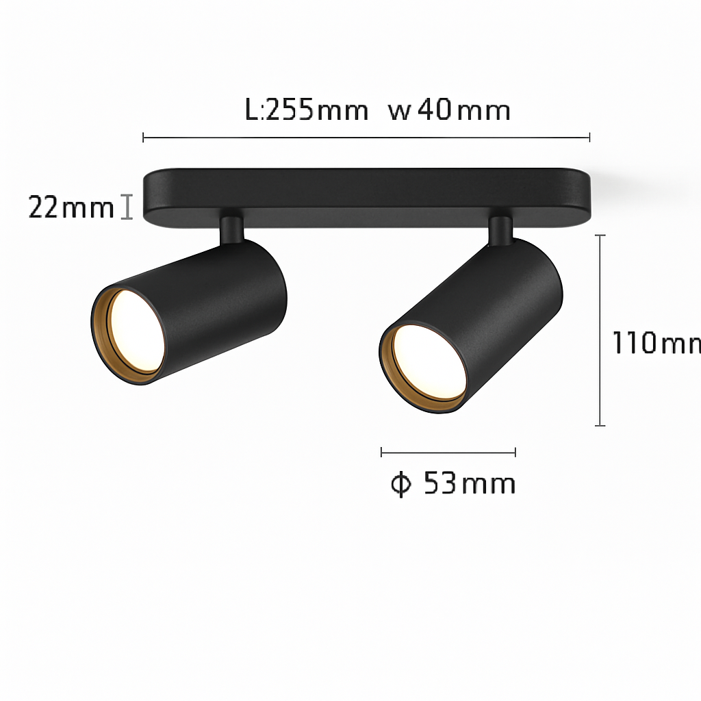 led projecteur spots monté surface piste plafonnier cob spot 2 têtes 3 têtes