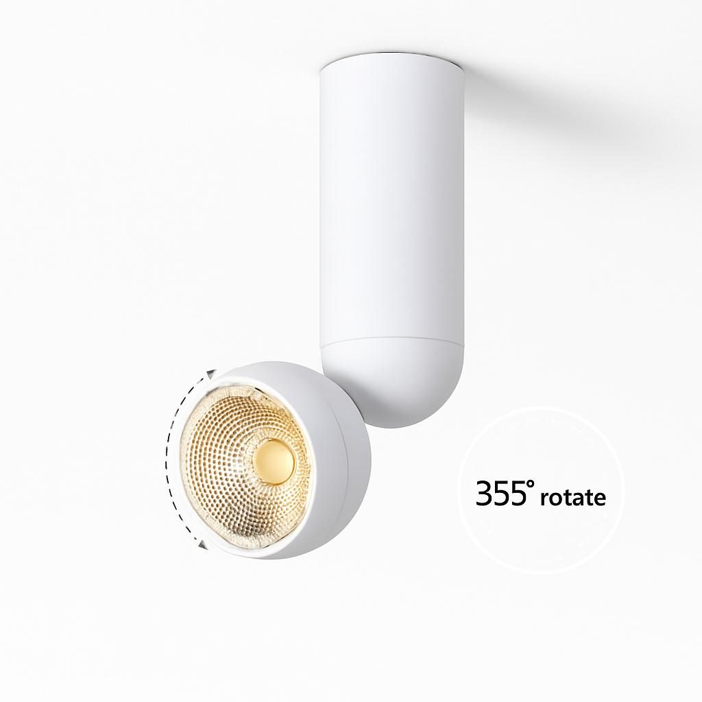 led projecteur surface 355 degrés angle réglable cri 90 rotatif