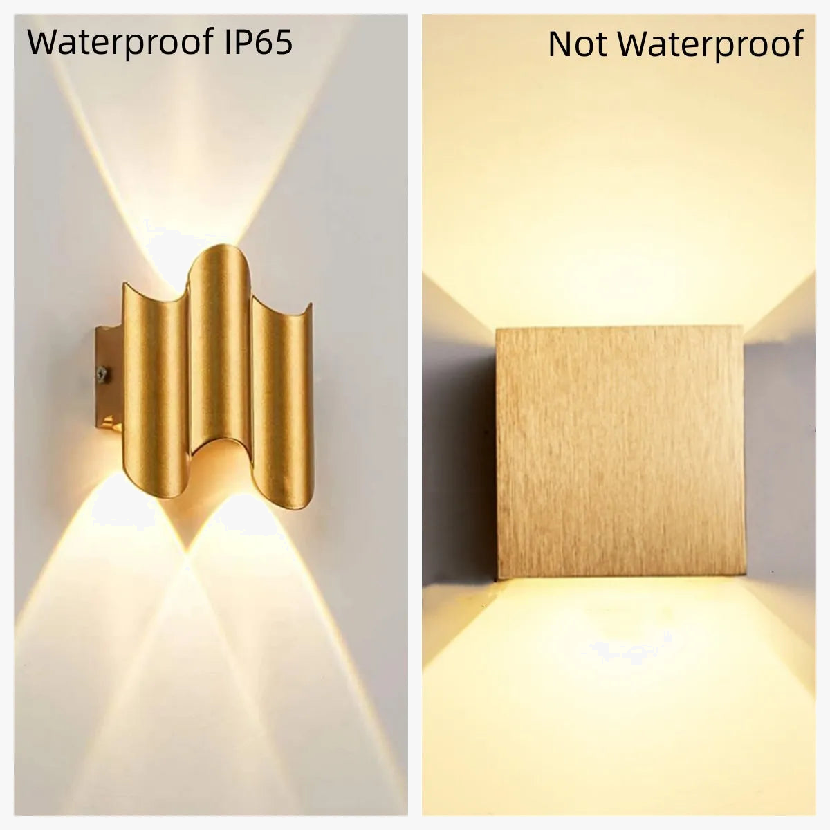 Applique murale LED lumière extérieure étanche IP65 porche jardin applique et intérieur chambre chevet décoration éclairage lampe en aluminium doré