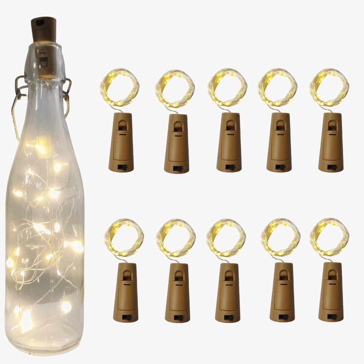 lot de 10 guirlandes lumineuses en liège pour décoration et bricolage