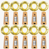 lot de 10 lampes à vin en liège à led pour fêtes d'anniversaire