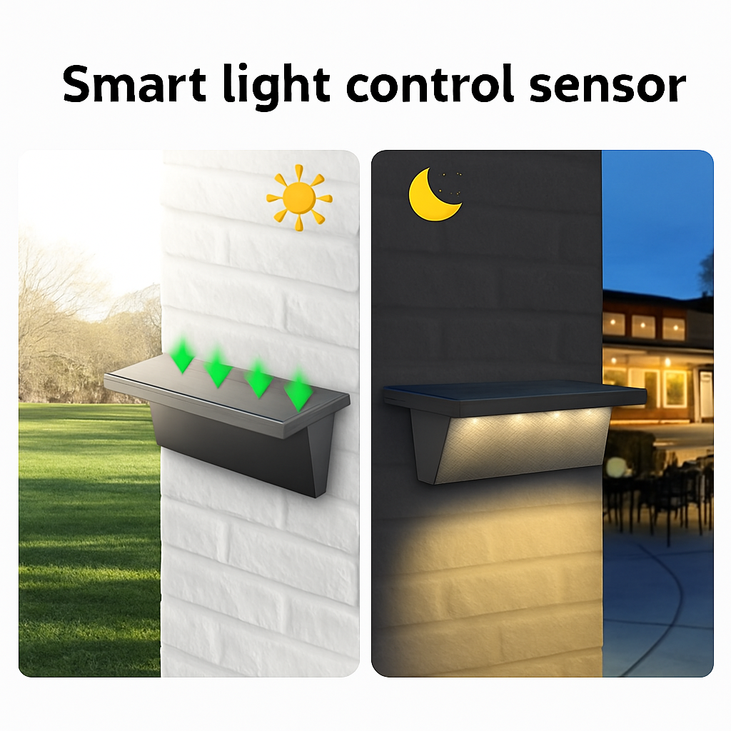 lot de 2 appliques solaires extérieures 5 led étanches intelligentes