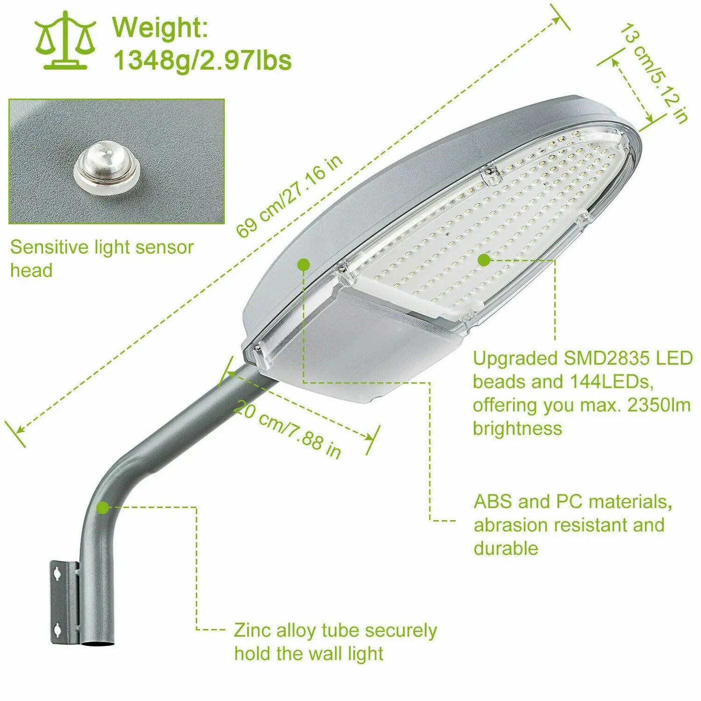 lot de 2 lampadaires led avec détecteur de mouvement étanche