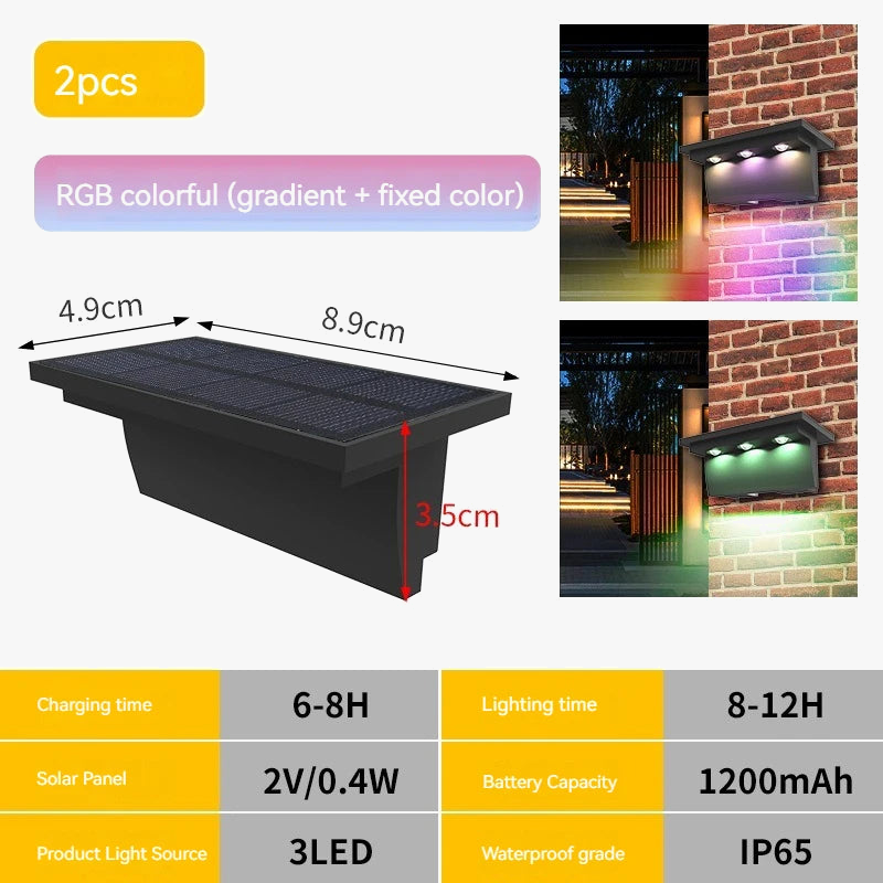 lot de 2 lampes solaires extérieures 5 led étanche intelligentes