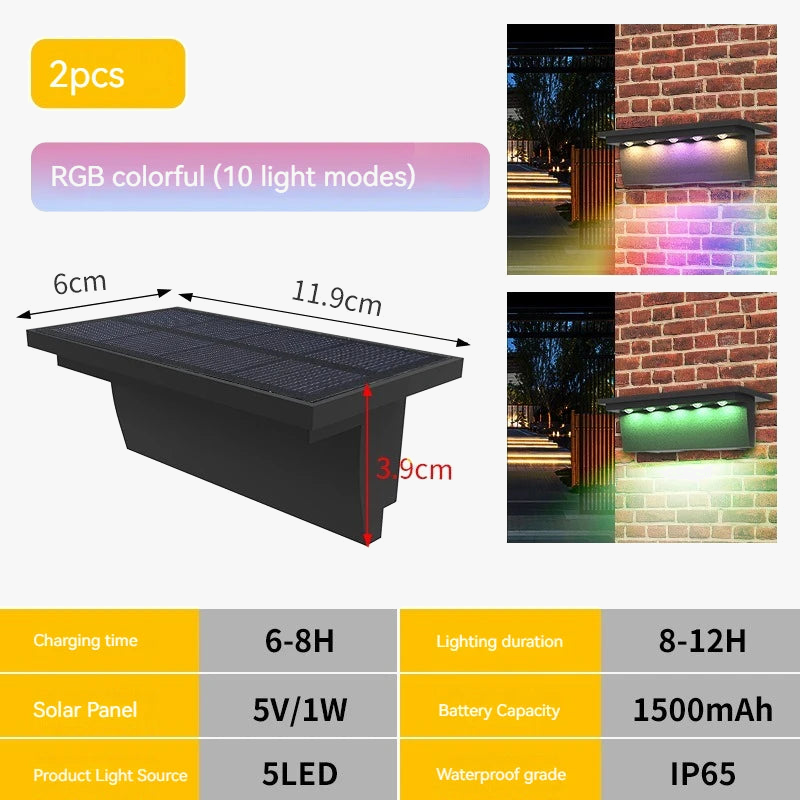 lot de 2 lampes solaires extérieures 5 led étanche intelligentes