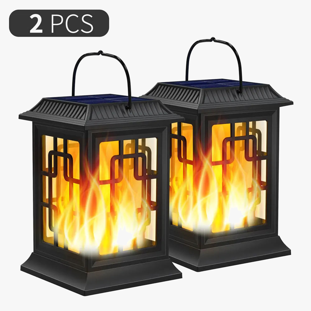 lot de 2 lanternes solaires décoratives à flamme vacillante