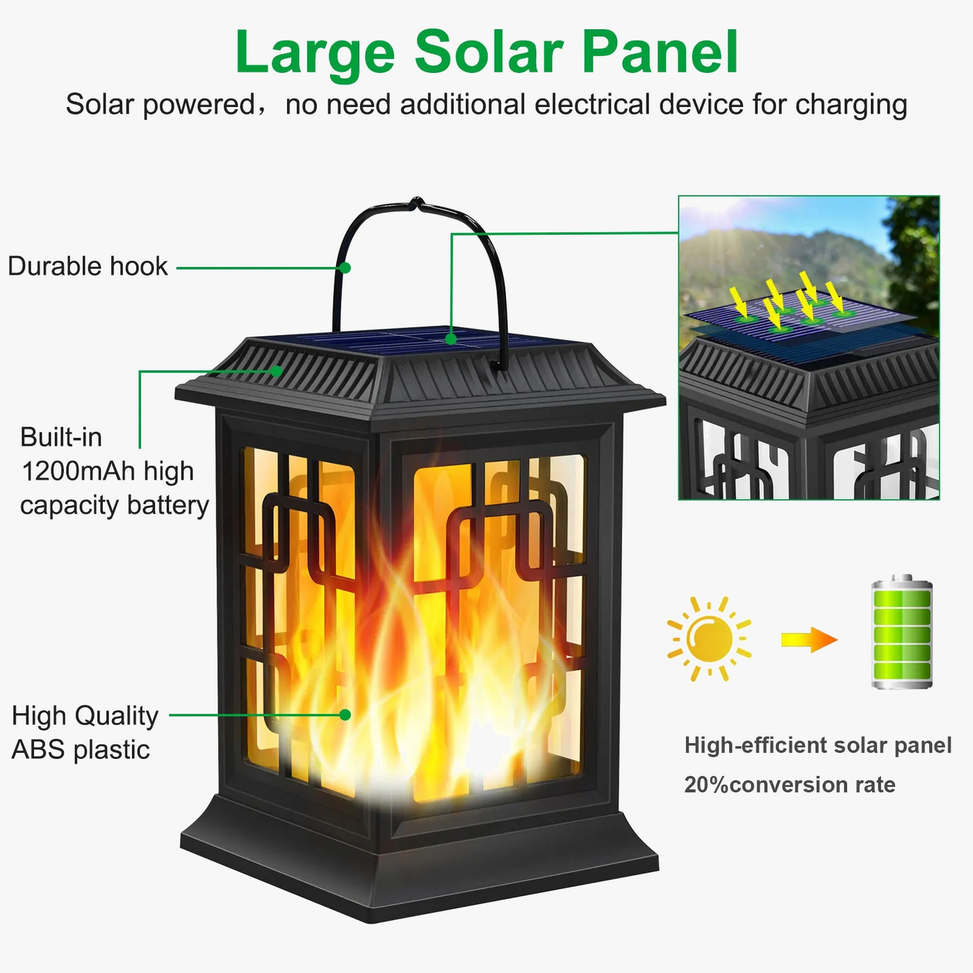 lot de 2 lanternes solaires décoratives à flamme vacillante