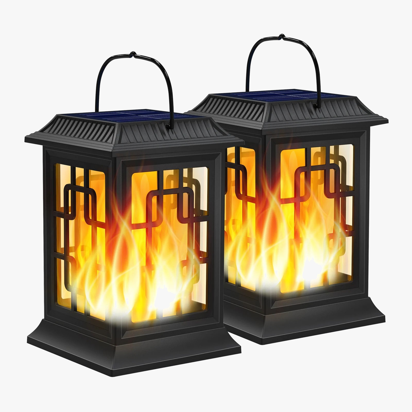 lot de 2 lanternes solaires décoratives à flamme vacillante