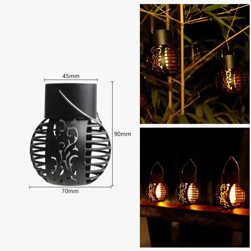 lot de 3 lampes solaires à effet flamme pour jardin extérieur décoratif