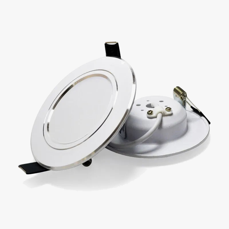 lot de 4 downlight led encastrés ronds argentés