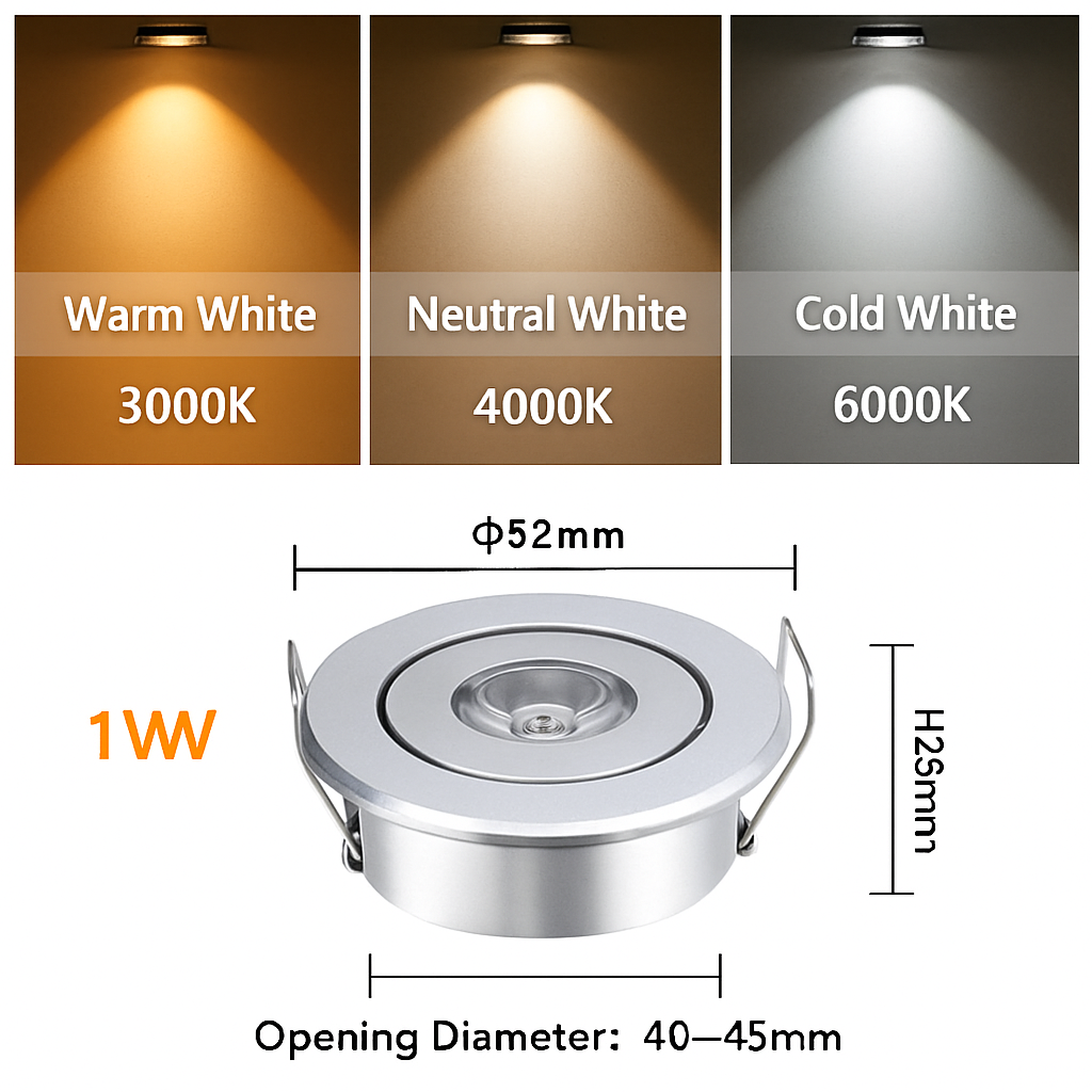 lot de 6 mini spots led dimmables encastrés en aluminium