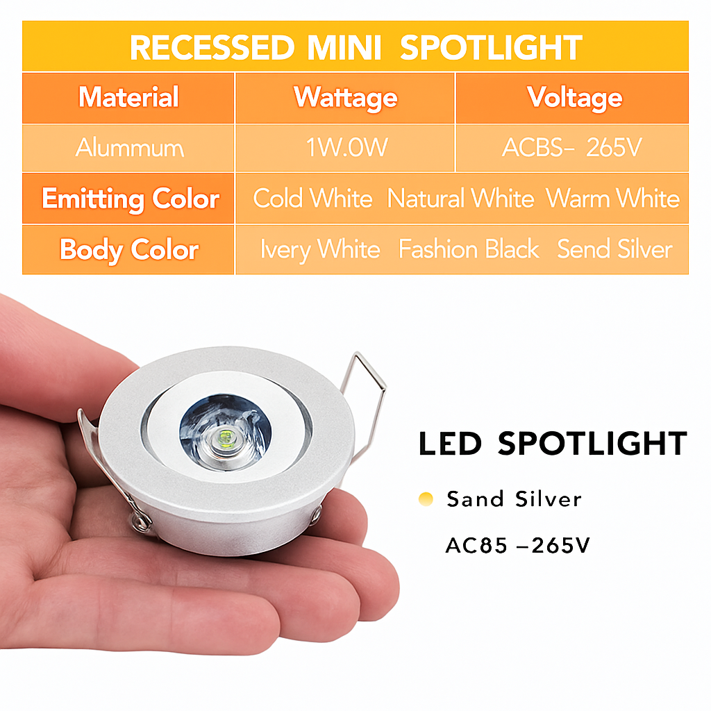 lot de 6 mini spots led dimmables encastrés en aluminium